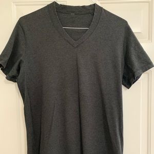Men’s Lululemon dark grey, v-neck, short sleeve T.